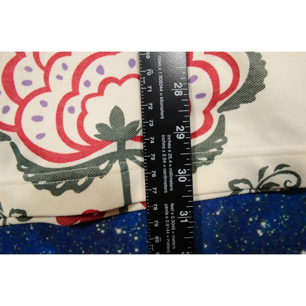 Extracurricular Polo Shirt Mens Medium Floral Print Cream Navy Collar Golf - Picture 8 of 8